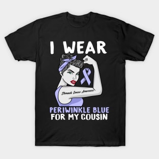 I Wear Periwinkle Blue For My Cousin - Cancer Awareness T-Shirt